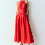 VESTIDO MIDI AMARRACAO COSTAS E PESCOCO BARRA AMP