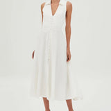 Vestido Midi com Botões Frontal Abertura Costas