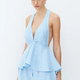 BLUSA FRENTE UNICA COM BARRA AMPLA AMARRAÇÃO