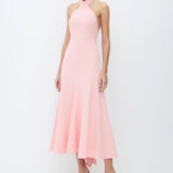 Vestido Midi Frente Única Gola Alta