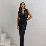 VESTIDO LONGO JERSEY DRAPEADO