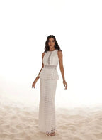 Conjunto Blusa Peplum E Saia Longuete Branco