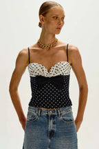 BLUSA MADALENA AZUL MARINHO E OFF DOT 36