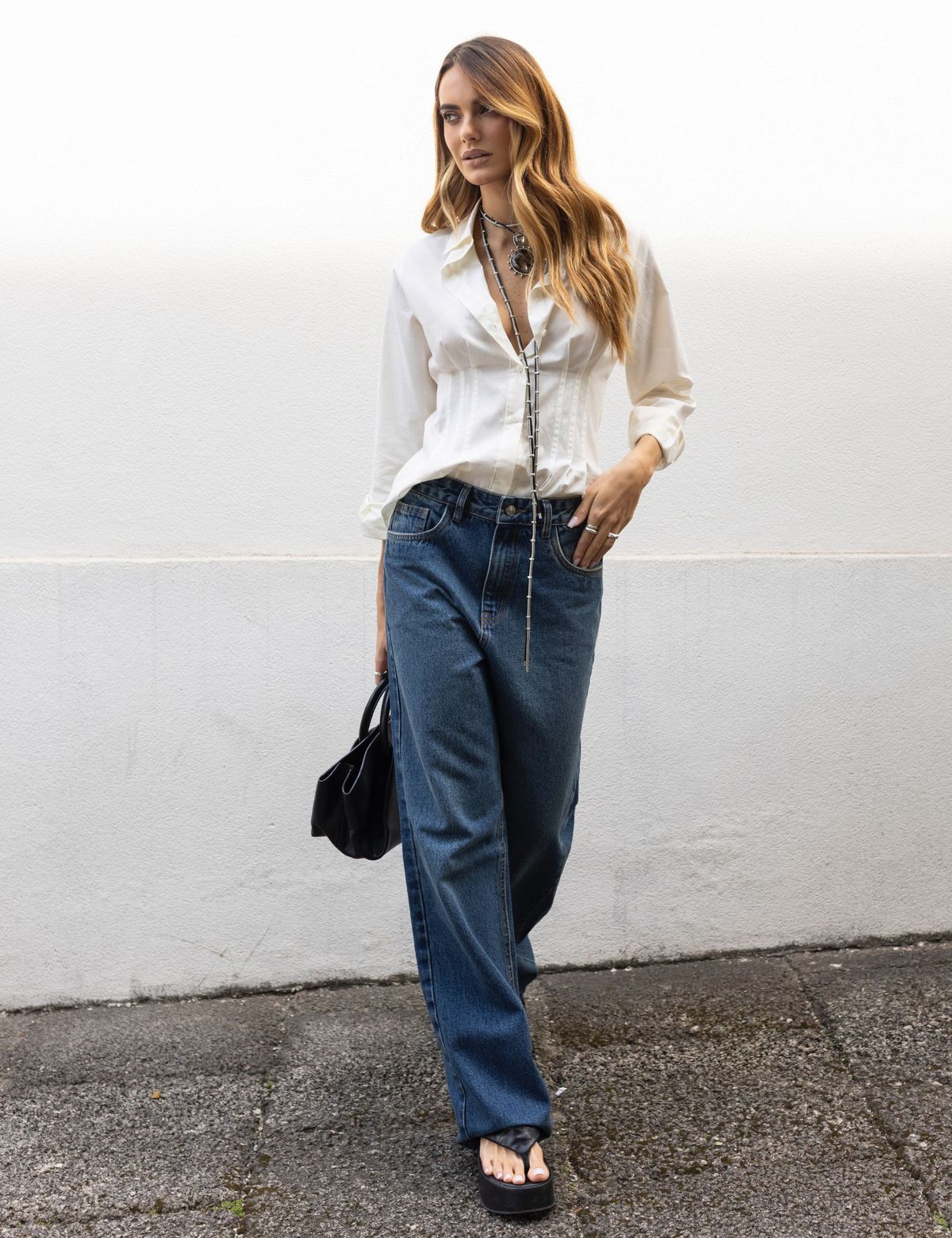 CALÇA WIDE LEG MARCIA MÉDIA