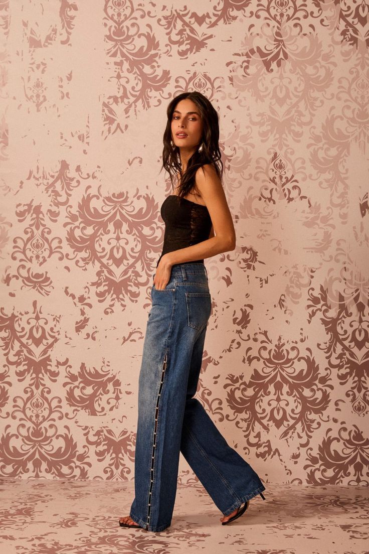 CALÇA WIDE LEG BORD