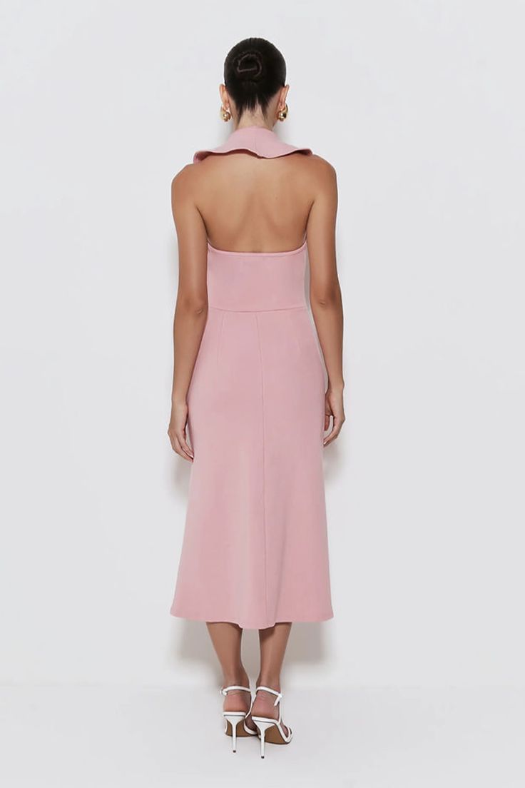 Vestido Midi com Decote Profundo e com Babados