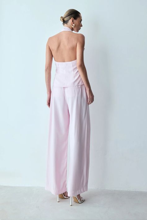 CALCA RETA COM ELASTICO NA CINTURA E BOLSO COSTAS ROSA BEBE