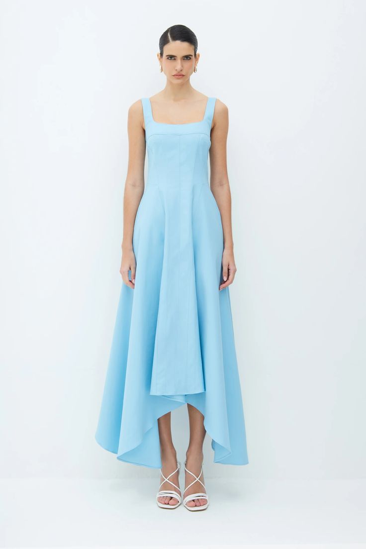 VESTIDO MIDI ALÇA LARGA RECORTESE