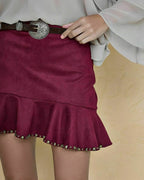 MINISSAIA SUEDE BORDADA
