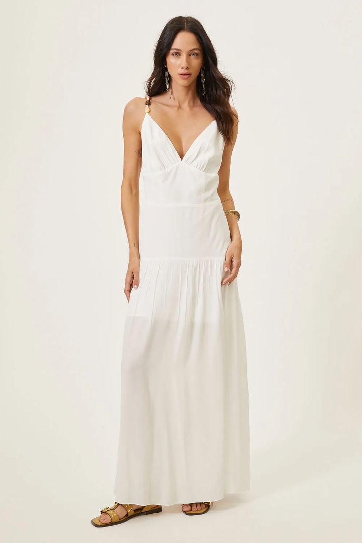 VESTIDO LONGO PRISCILA OFF-WHITE