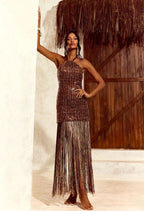 VESTIDO DE PAETE COM FRANJAS