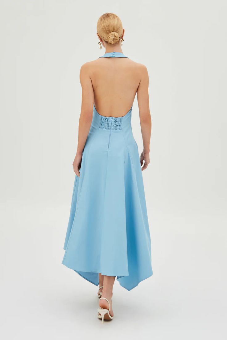 Vestido Midi Fechamento de Botão Pescoço Frente