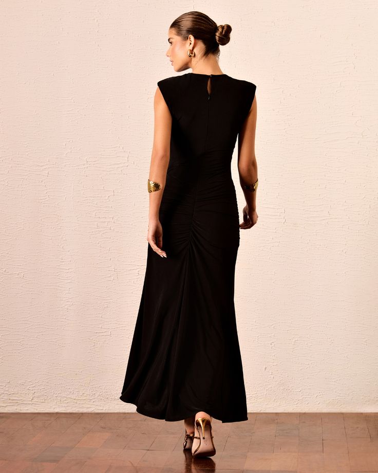 VESTIDO JERSEY OMBREIRAS DRAPEADO