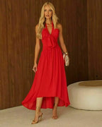 VESTIDO DRAPEADO CHIFFON LAÇO