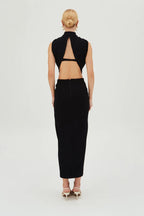 VESTIDO MIDI COM TORCAO FRONTAL E ABERTURA COSTAS PRETO PP