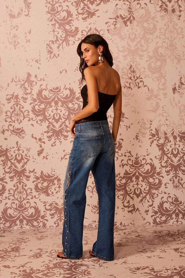 CALÇA WIDE LEG BORD