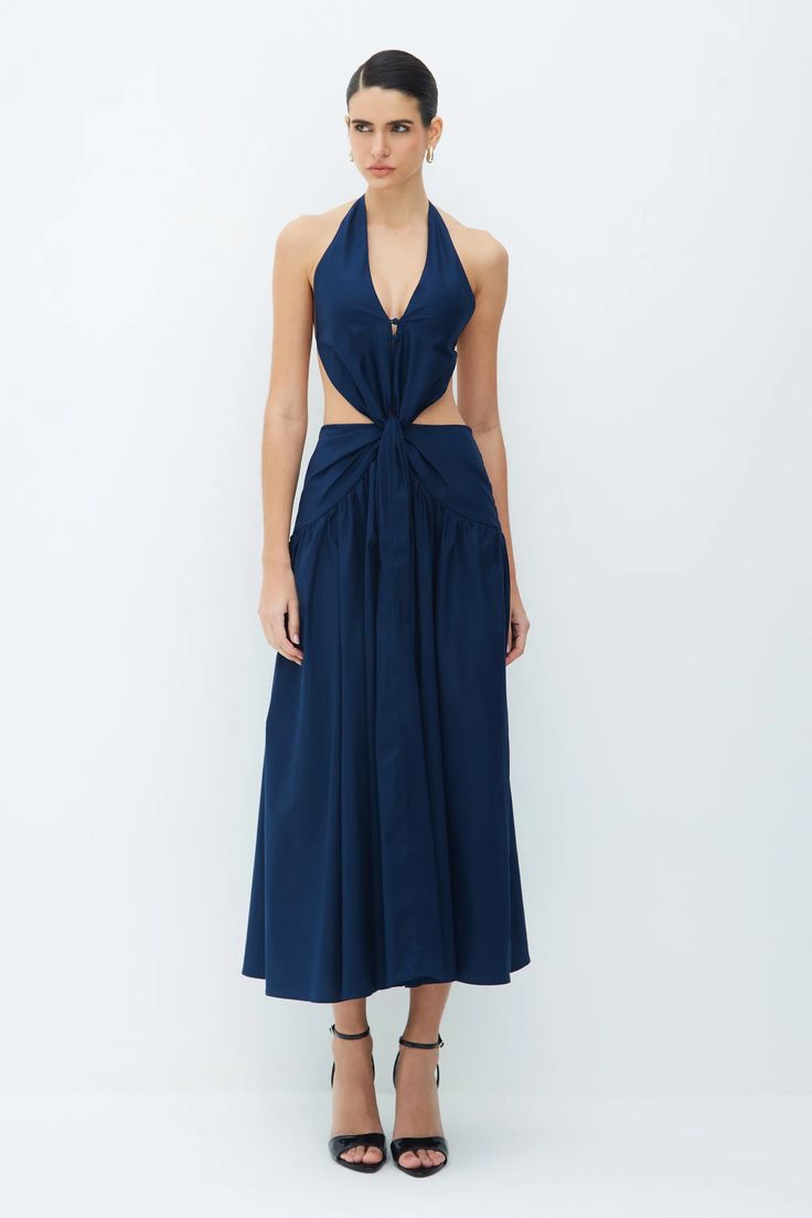 VESTIDO MIDI FRENTE UNICA TORÇÃO FRONTAL