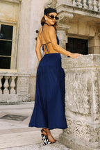 VESTIDO MIDI FRENTE UNICA TORÇÃO FRONTAL