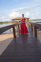 VESTIDO DE TRICOLINE COM BUSTO