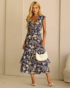VESTIDO MIDI CREPE BABADOS FLORAL