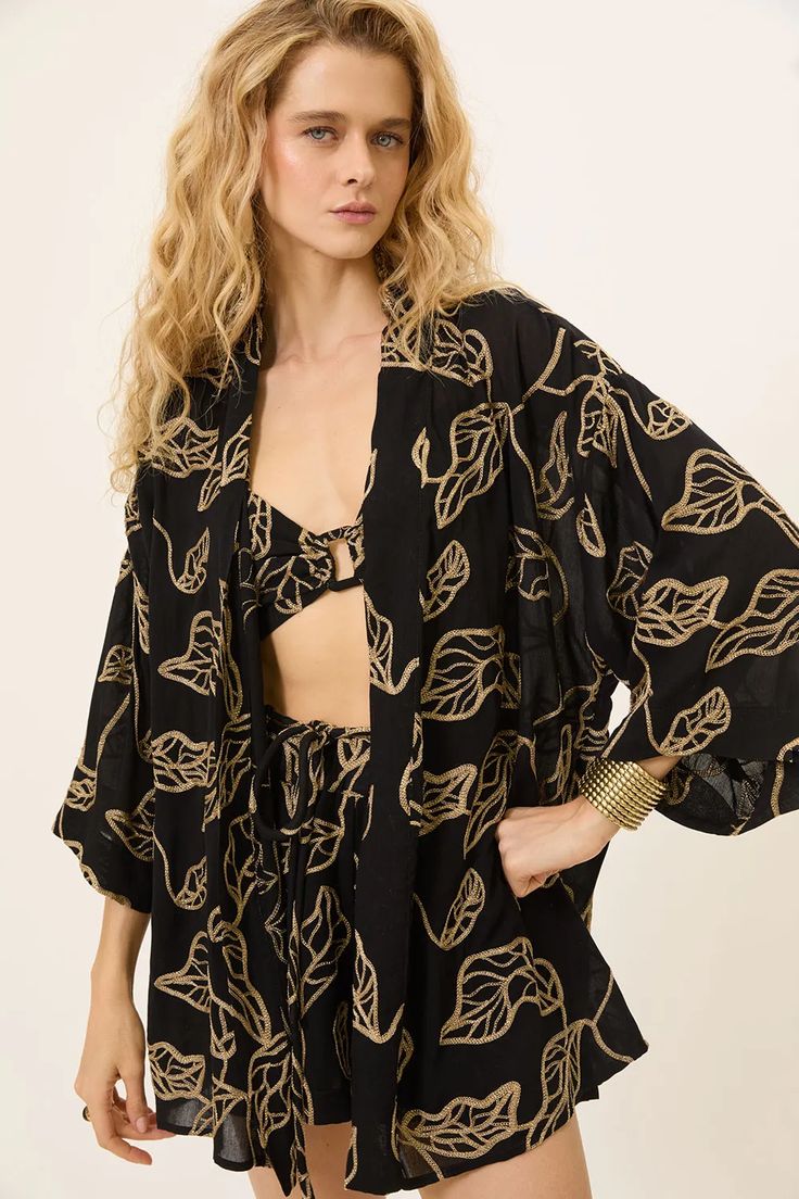 KIMONO VISCOSE BORDADA