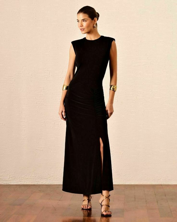 VESTIDO JERSEY OMBREIRAS DRAPEADO