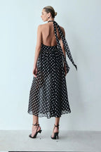 VESTIDO MIDI FRENTE UNICA POÁ PRETO