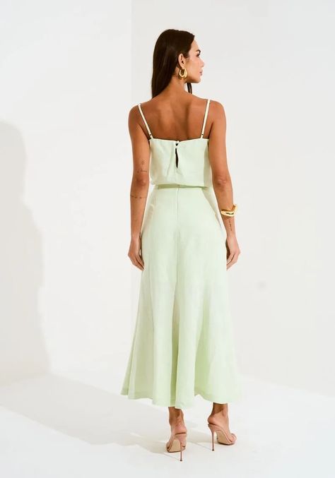 SAIA MIDI EM LINHO PREGAS