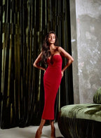 Vestido Midi Com Aviamento Sem Alça