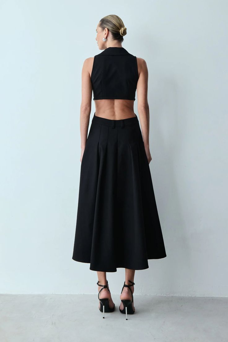 VESTIDO MIDI BOTOES FRONTAL ABERTURA COSTAS E GOLA