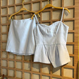 CONJ BLUSA E SAIA DE LINHO