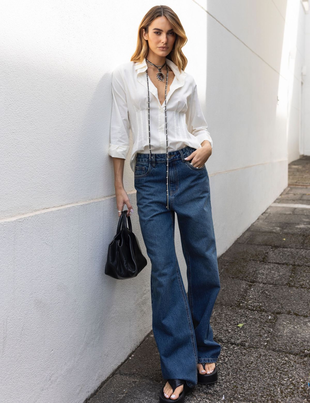 CALÇA WIDE LEG MARCIA MÉDIA