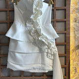 VESTIDO COM PEPLUM E BABADO