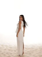 Conjunto Blusa Peplum E Saia Longuete Branco