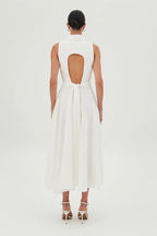Vestido Midi com Botões Frontal Abertura Costas