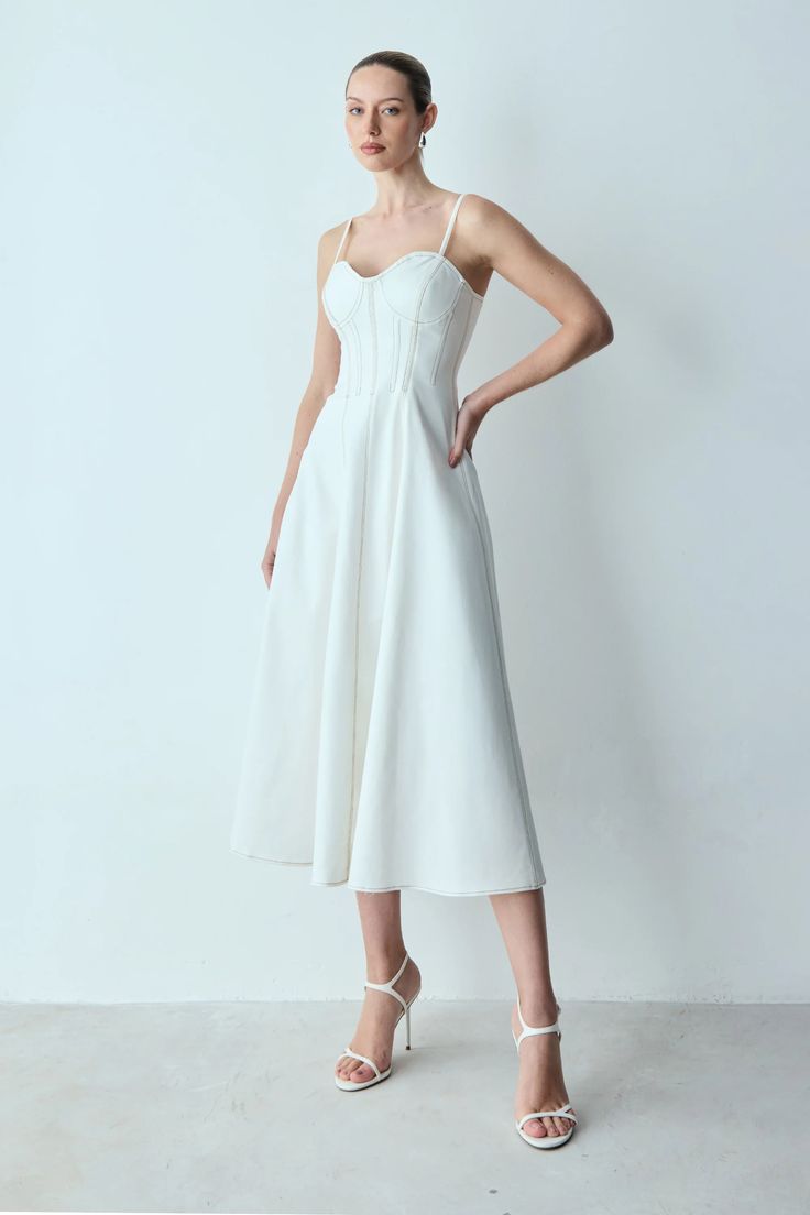 VESTIDO MIDI COM PESPONTO GROSSO CORPO